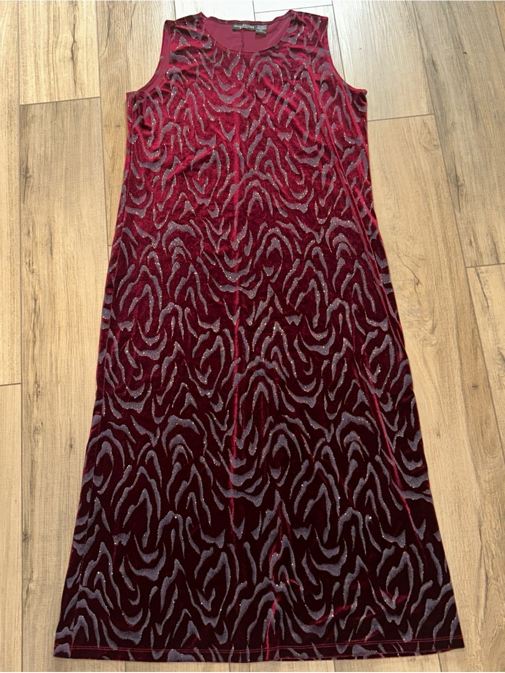 Impressions Workshop Velvet Dress Glitter Autumn Wedding Guest Burgandy Maxi